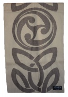 James Pure Wool Celtic Swirl Reversible Scarf Taupe Natural